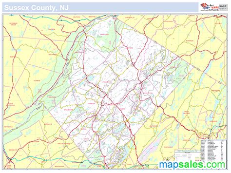 Sussex, NJ County Wall Map by MarketMAPS - MapSales