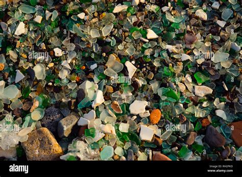 Glass beach is an attraction for travelers and tourists Stock Photo - Alamy