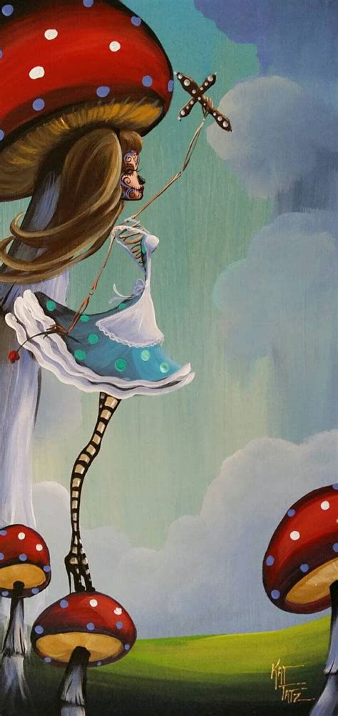 Original Painting Day Of The Dead Alice in Wonderland Mushrooms Roses Art Hearts Award Winning ...