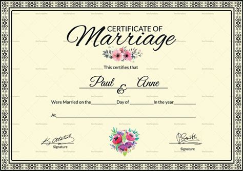 Marriage Certificate Template | Certificate templates, Marriage certificate, Certificate design ...