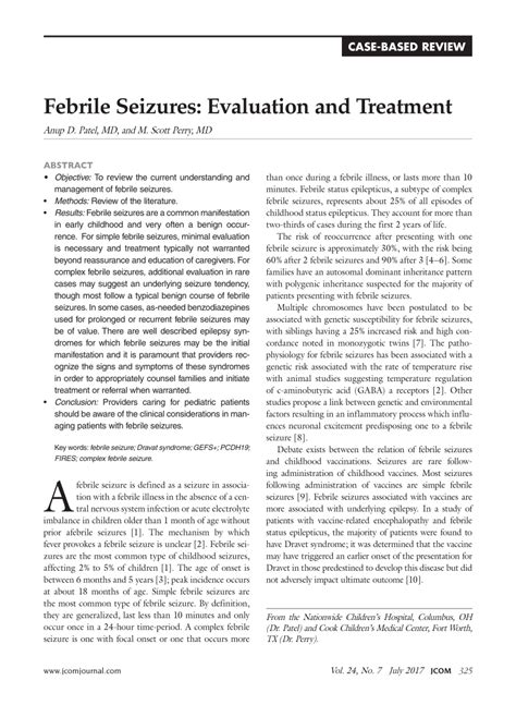 (PDF) Febrile Seizures: Evaluation and Treatment