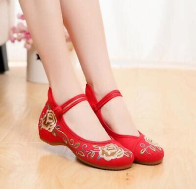 Womens Flat Shoes Floral Mary Jane Shoes Chinese Embroidered Handmade Soft sole | eBay