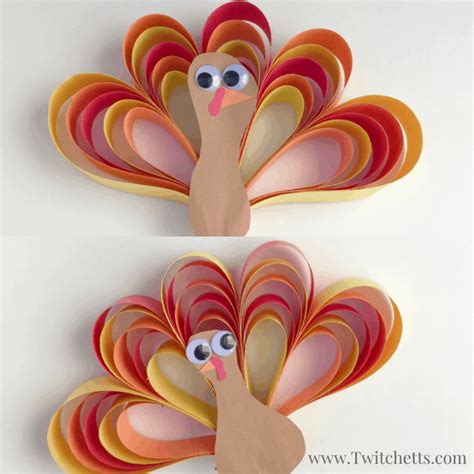 How to make an easy 3D construction paper turkey craft - Twitchetts