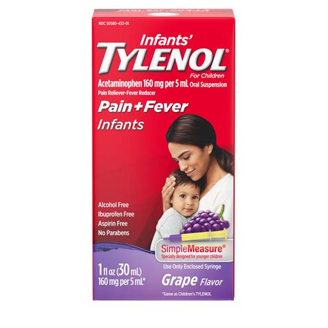 Infants' Tylenol Acetaminophen Liquid Medicine, Grape, 1 fl. oz ...