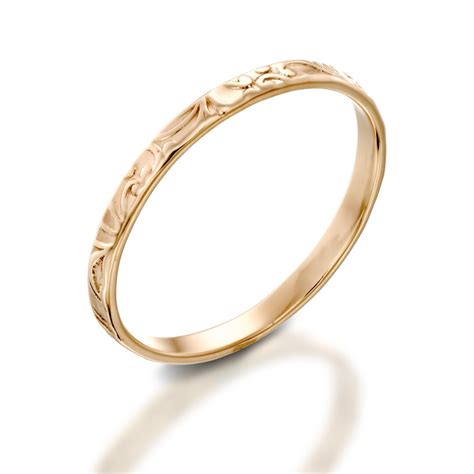 Rose Gold Wedding Band, Thin Gold Ring, 14k Gold Ring, Delicate Gold Ring, Thin Wedding Band ...