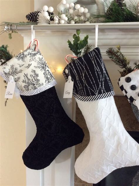 Black and White Christmas Stockings Holiday Gift Socks | Etsy | White ...