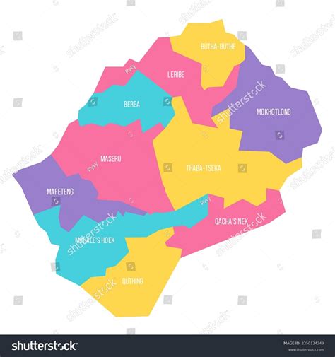 Lesotho Political Map Administrative Divisions Districts Stock Vector ...