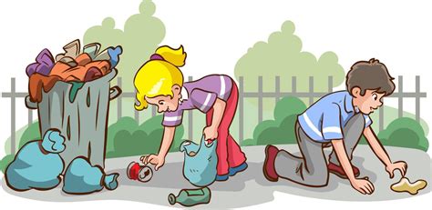 children cleaning the environment from garbage cartoon vector 21729473 ...