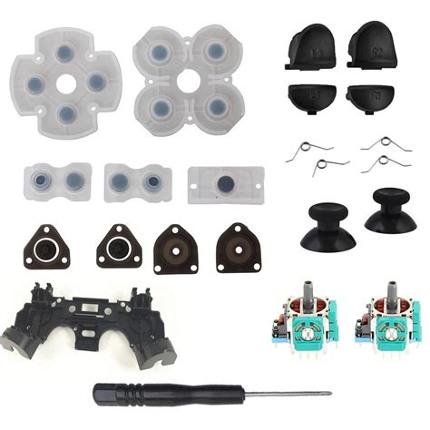 For PS4 Controller Repair Set L1 R1 L2 R2 Trigger Buttons 3D analog Joysticks Thumb Sticks Cap ...