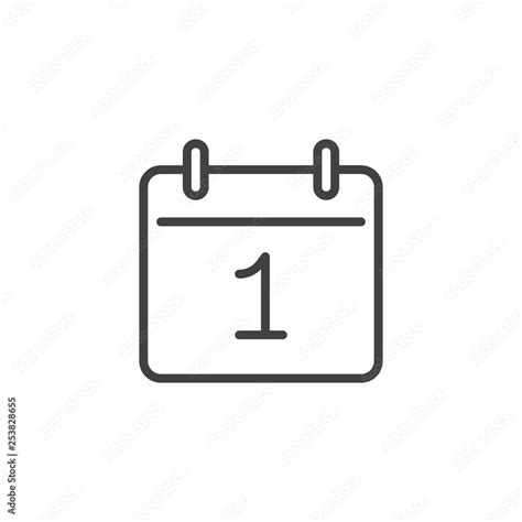 Day 1 calendar line icon. linear style sign for mobile concept and web design. Calendar date ...