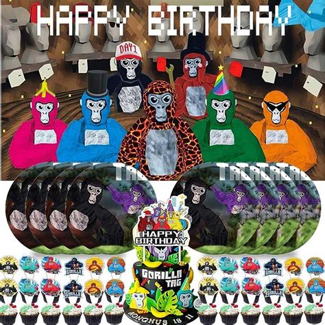 Gorilla Tag Birthday Party Supplies VR Game Theme Party Decorations ...