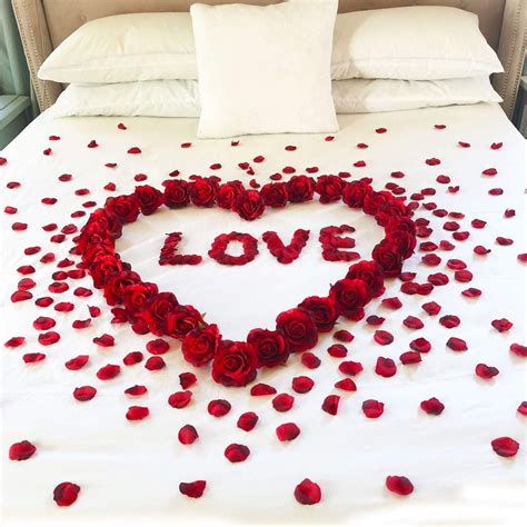 Red Roses & Petals & Love - Anniversary Decorations | Valentines bedroom, Romantic room surprise ...