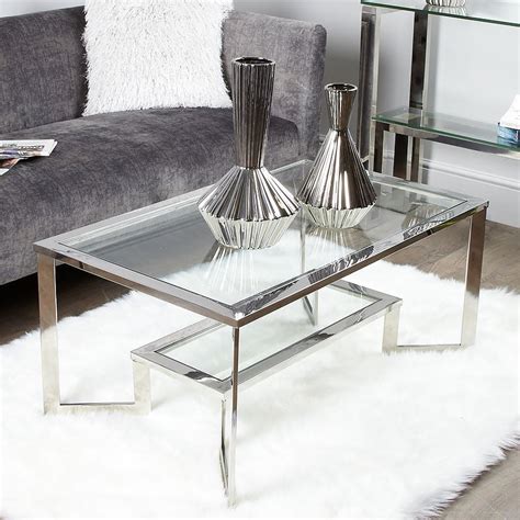 Axton Chrome And Glass Coffee Table | Picture Perfect Home