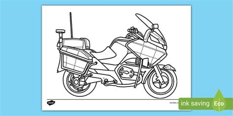 Police Motorbike Colouring Page (Teacher-Made) - Twinkl