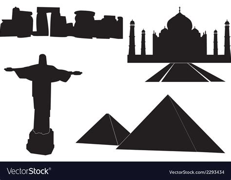 World landmarks silhouettes Royalty Free Vector Image