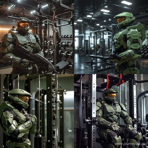 Master Chief Admires MELLSTROY GYM SciFi Fitness Center Concept Art | Midjourney Prompt