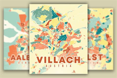 Villach Austria Colorful Poster Map Graphic by Poster Boutique · Creative Fabrica