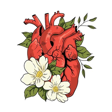 Vector ilustración corazón y flores | Vector Premium