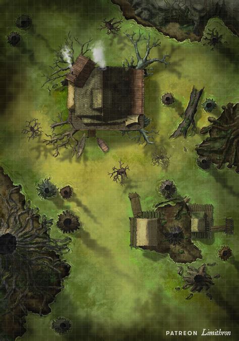 Swamp with Witch Cabin [Battlemap][OC][Art] : DungeonMasters