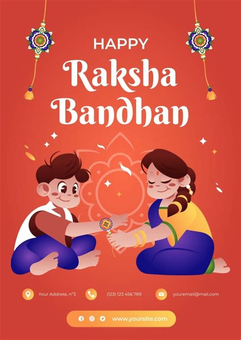 Edit this Gradient Hand-drawn Happy Raksha Bandhan Poster design for free