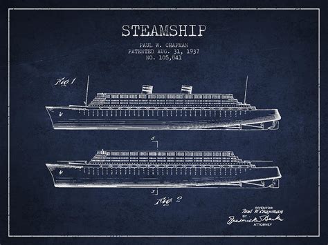 Vintage Steamship patent from 1937 Digital Art by Aged Pixel