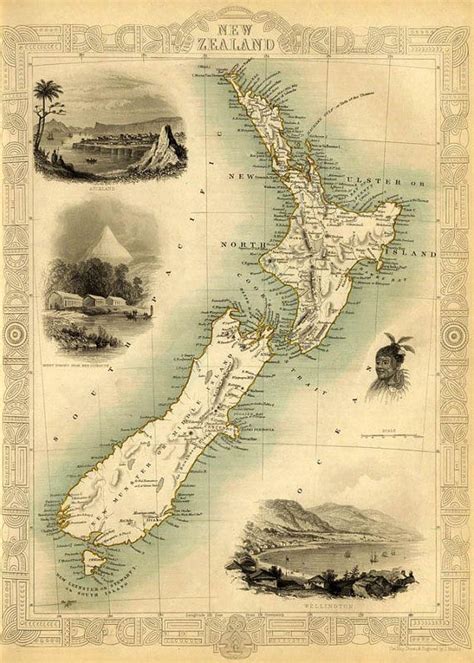 Vintage Wall Art, Vintage World Maps, World Atlas Map, Map Of New Zealand, Old Maps, Antique ...