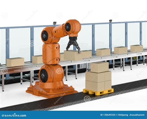 Robot assembly line stock illustration. Illustration of assemble - 130649335