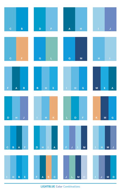 Light blue color schemes, color combinations, color palettes for print (CMYK) and Web (RGB ...