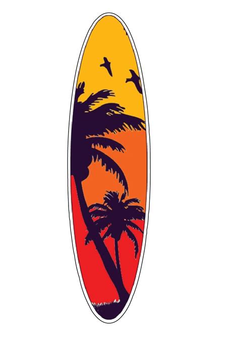 Tropical Hawaiian Surf Board Sunset Palm Trees vinyl sticker vinyl decal