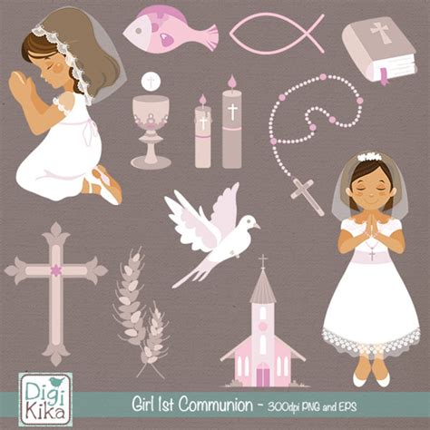 Girl First Communion Clip Art Communion Clipart, Catholic Vector Graphic INSTANT DOWNLOAD - Etsy