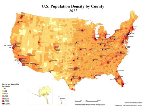 United States population density by county (2017) [4096 × 3072] : Map_Porn