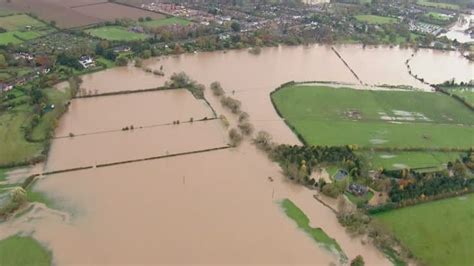 Aerials over Evesham show devastation of flood damage