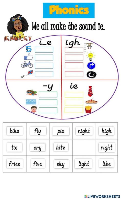 Long ie sound worksheet | Phonics, Long vowel worksheets, Sight word ...