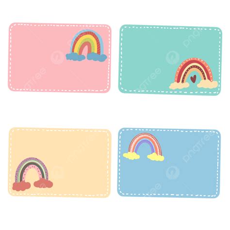Cute Name Tag Clipart Transparent PNG Hd, Cute Pastel Color Name Tag Illustration With Rainbow ...