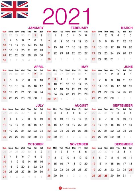 2021 calendar UK | Calendar printables, Free printable calendar, Printable calendar