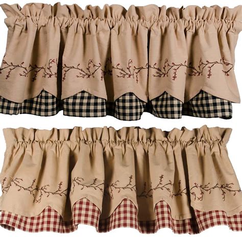 Check out the deal on Berry Vine Check Fairfield Valance - Red or Black at Primitive Home Decors ...