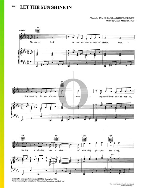 Let The Sunshine In (Galt MacDermot) Piano Sheet Music - OKTAV