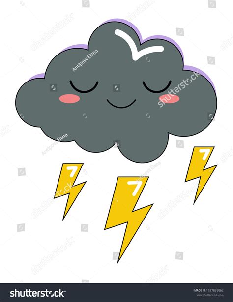 Gray Cute Vector Cartoon Cloud Emoji Stock Vector (Royalty Free ...