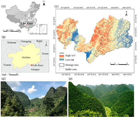 Study area and location of Libo Karst. (a) Location of Guizhou... | Download Scientific Diagram