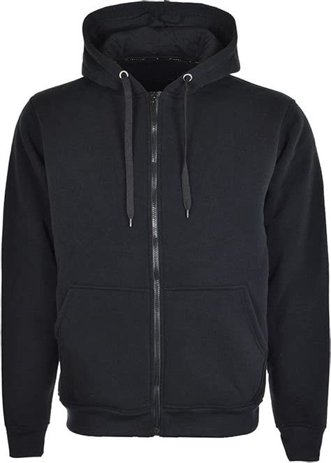 Mens Plain Zip Up Hoodie (Large / Chest 42" / Length 29", Black): Amazon.co.uk: Clothing