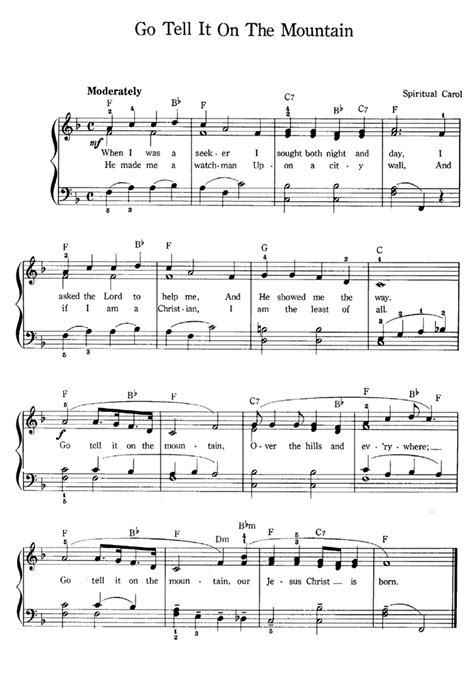 GO TELL IT ON THE MOUNTAIN Easy Piano Sheet music | Easy Sheet Music