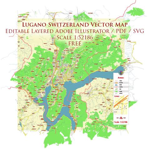 Lugano Switzerland Vector Map Free Editable Layered Adobe Illustrator ...