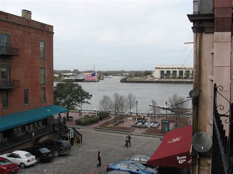 View of River Street, Savannah River and Hutchinson Island from Bay ...