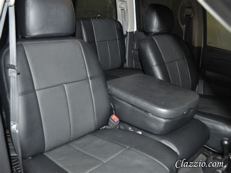 Clazzio 704011blk Black Leather Front Row Seat Cover for Dodge Ram 1500 ...