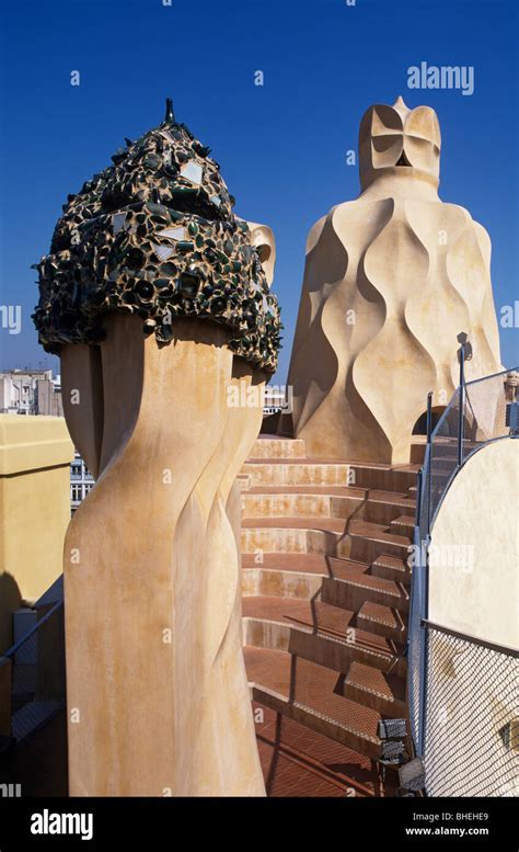 Casa mila, La pedrera rooftop chimney sculptures, Barcelona, Spain ...