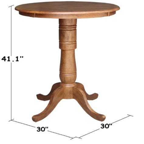 30 Solid Wood Round Top Pedestal Table in Distressed Oak - 41.1 Height, 1 - Ralphs