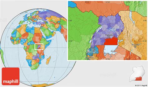 Political Location Map of Lake Victoria, within the entire country