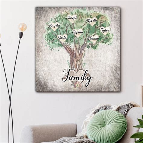 Personalized Family Names On Tree Rustic Premium Canvas Wall Art v2 - GearDen