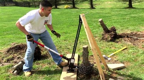 Remove tree stump with hi-lift jack - YouTube