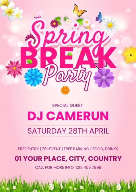 Spring Break party flyer Template | PosterMyWall